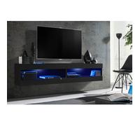 Meuble TV Komodee TIVOLI SET4 - LED Bleues - Espace ouvert Noir Noir 35 x 200 x 41 cm