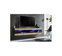 Meuble TV Komodee TIVOLI SET4 - LED Bleues - Espace ouvert Noir Wotan 35 x 200 x 41 cm