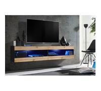 Meuble TV Komodee TIVOLI SET4 - LED Bleues - Espace ouvert Noir Wotan 35 x 200 x 41 cm