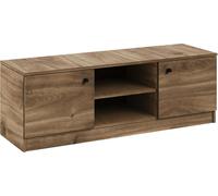 Meuble TV largeur 120 cm W6 Table TV avec 2 portes battantes plateau bas style loft étagères extérieures 2 étagères au sol