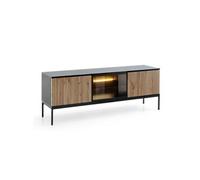 Meuble TV Laval - noir mat et noir brillant - 154 x 56 cm