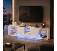 Meuble TV LED 200cm,Armoire e TéLéVision,Banc TV,Meuble TéLé de Salon avec Rangement,Meuble TV Extensible Moderne avec 3 Tiroirs,Armoire Basse Salle de SéJour IntéRieur (Blanc-1, B)