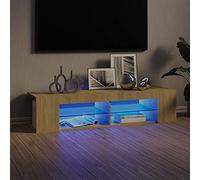 Meuble TV LED - Chêne Sonoma - Centre de divertissement - Meuble HiFi - Design moderne - 135 x 39 x 30 cm - Fourrure Slish pour salon et mon installation