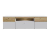 Meuble TV - COMO - 2 portes - Gris / Chene - 209,8 x 52 x 59,3 cm