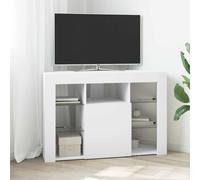 vidaXL Meuble TV LED d'Angle Blanc brillant 105 x 40 x 68 cm