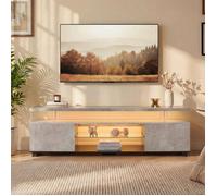 Meuble TV LED Gaming 130 cm pour Écran 60 Pouces, Console TV Moderne avec Rangement, Gris et Noir pour Salon et Chambre