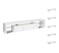 Meuble TV LED laqué ""Tina"" - 187.5 x 34 x 38 cm - Blanc