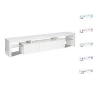 Meuble Tv Led Laqué "Tina" - 187.5 X 34 X 38 Cm - Blanc Blanc