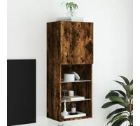 Meuble TV LED Moderne avec Éclairage RGB, Meuble de Rangement pour Salon, Bibliothèque Murale en Chêne Fumé 102 cm, Design Pratique 40.5x30x102 cm pour Organiser DVD et Équipements