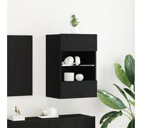 Meuble Tv Led Vidaxl Chêne Noir 40x30x60,5cm En Bois D'ingénierie Noir