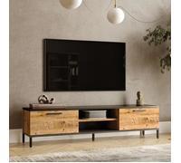 [en.casa] Meuble TV à 2 Portes Meuble de Rangement Design pour Salon avec 2 Espaces de Stockage 2 Passages de Câble Panneau de Particules Métal 39 x 160 x 35 cm Effet Chêne Rustique Anthracite