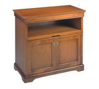 Meuble TV - Louis Philippe - 2 Portes - Plateau Coulissant - Bois Massif - Marron