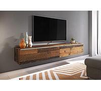 Meuble TV Lowboard D 180 cm, meuble TV flottant, couleur bois, éclairage LED en option (sans éclairage LED)