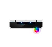 Blumfeldt Meuble TV Perth - Lowboard 195 cm Bois avec LED multicolores, Rangement Noir