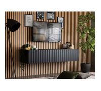 Meuble TV Maderno Dmora, en bois mélaminé noir 154x42x32h cm