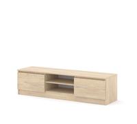 Homlando Meuble TV bas moderne, sans poignées, 2 portes et 2 compartiments ouverts, meuble TV pour salon, buffet, Maja 150 x 40 x 38,5 cm, chêne crème