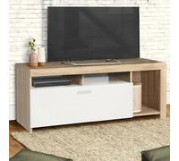 IDMarket Meuble TV MALO 110 cm bois et placard blanc