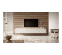 Meuble Tv - Marbre blanc - Bisira - 200 x 31,6 x 30