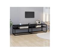Meuble TV Marbre noir 160x40x40,5 cm Verre trempé