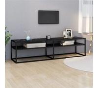 Meuble TV Marbre noir 160x40x40,5 cm Verre trempé
