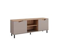 Meuble TV Marelle 150x60cm avec 2 portes Grège/Chêne Artisan Vicco 57839