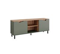 Meuble TV Marelle 150x60cm avec 2 portes Vert/Chêne Artisan Vicco 57840