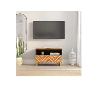 Meuble TV marron et noir 70x33,5x46 cm bois massif de manguier 356784