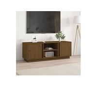 Meuble TV Marron miel 110x35x40,5 cm Bois de pin massif