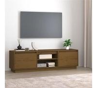 Meuble TV Marron miel 140x35x40 cm Bois de pin massif Marron G