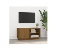 Meuble TV Marron miel 80x35x40,5 cm Bois de pin massif814467