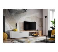 Meuble TV ""Maze II"" - Blanc/Beige - L 200 x H 39 X P 40 cm