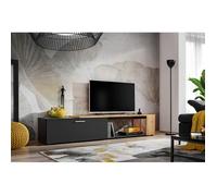 Meuble TV ""Maze II"" - Noir/Beige - L 200 x H 39 X P 40 cm