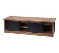 Rack TV HWC-K75, Table TV, portes coulissantes, compartiments de rangement, aspect bois métal industriel 43x150x40cm ~ brun