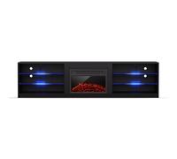 Meuble TV meuble bas moyen Perth, foyer électrique, 160 x 40 x 30 cm, LED