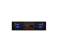 blumfeldt TV Board, Meuble de Salon pour TV, 160 cm Meuble TV avec cheminée électrique, Grand TV Lowboard, Meubles TV Bas avec LED de Couleur, Meuble pour TV, Meuble TV Moderne, Noir