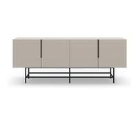 Meuble TV, Meuble de salon aspect bois coloris crème, pieds en métal noir - Longueur 200 x Profondeur 40 x Hauteur 77,90 cm - PEGANE - Noir G