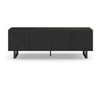 PEGANE Meuble TV, Meuble de Salon Aspect Bois Coloris Noir, Pieds en métal Noir - Longueur 161,20 x Profondeur 35 x Hauteur 55 cm