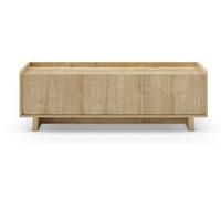 PEGANE Meuble TV, Meuble de Salon avec 3 Portes Aspect Bois Coloris chêne- Longueur 140 x Profondeur 40 x Hauteur 45 cm