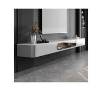 Meuble TV Meuble TV flottant avec plateau en dalle de roche, meuble de rangement moderne gris for console multimédia sous le téléviseur, meuble TV mural avec 2 portes vitrées et 2 tiroirs Meuble TV mo