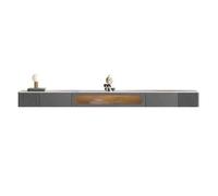 Meuble TV Meuble TV Flottant de Luxe Moderne avec lumières LED, Meuble Mural for sous Les téléviseurs, Console multimédia Flottante Porte en Verre et tiroir Rangement(Grigio,220cm)