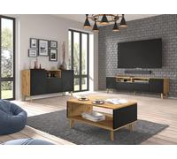 Meuble TV LUXI 195 cm chêne artisan / noir mat
