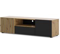 MEUBLE TV MEUBLE TV SALON 150x42x42cm CHÊNE NOIR MAT