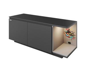 Meuble Tv Minecraft 2 Portes Et Compartiment Avec Éclairage Led Carbone Noir TU