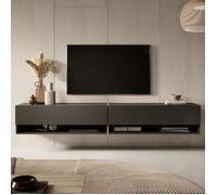 Selsey MIRRGO - Meuble TV 200 cm Graphite avec Insert chêne Artisan