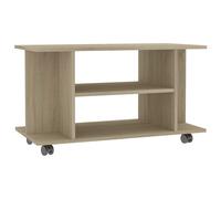 Meuble TV mobile 4 étagères ouvertes avec roulettes 80 x 40 x 45 cm Chêne Sonoma