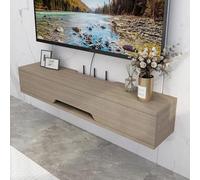 Meuble TV mobile élégant et flottant - Console multimédia moderne en bois avec tiroirs et porte rabattable - Centre de divertissement contemporain pour salon et chambre à coucher