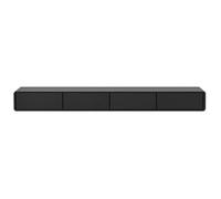 Meuble TV mobile flottant avec tiroirs et portes rabattables, console multimédia en bois massif pour salon, s'adapte à différentes tailles de TV (noir, 200 cm)