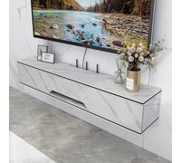Meuble TV mobile flottant élégant en bois avec tiroirs et porte rabattable Centre de divertissement contemporain pour salon et chambre à coucher