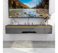 Meuble TV mobile flottant élégant en bois avec tiroirs et porte rabattable, centre de divertissement moderne pour salon et chambre à coucher, design gain de place