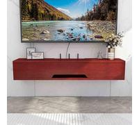 Meuble TV mobile mural, console multimédia brillante avec rangement, design peu encombrant pour salon et chambre à coucher, centre de divertissement élégant.